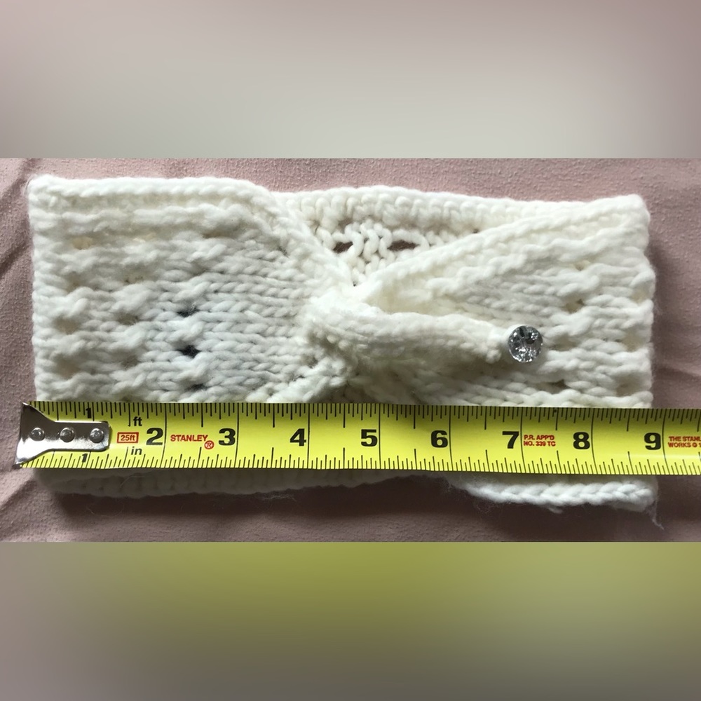 FWP๐ Made of Me Knit White with Faux Zirconia Cozy Head Wrap - OSFM - Picture 4 of 6
